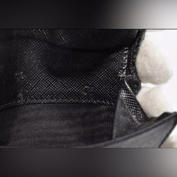 Prada Unisex Black Leather Card Wallet & Box Like New - Picture 8 of 10